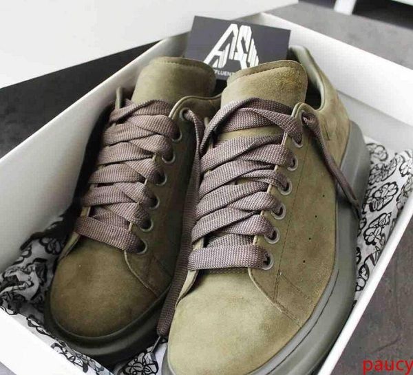 

men designer shoes 100% suede leather grey green black platform oversized sneakers women fashion lace-up trainers wedding shoes with new