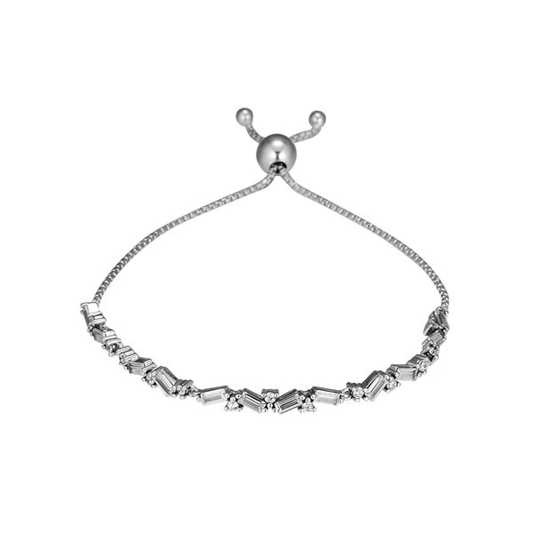 

glacial beauty sliding bracelet clear cz sterling silver jewelry winter new fashion female bracelets chain party make up, Black