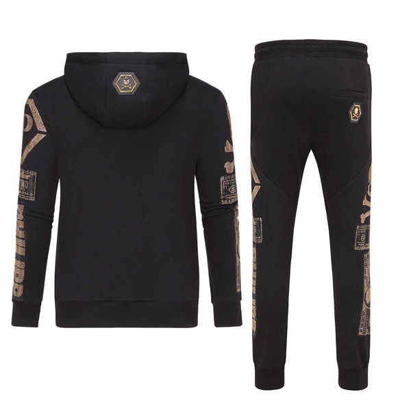 

pp tide brand suit mens designer suit printed hoodie luxury casual trousers boutique slim sports suit street hip hop outfit, Gray