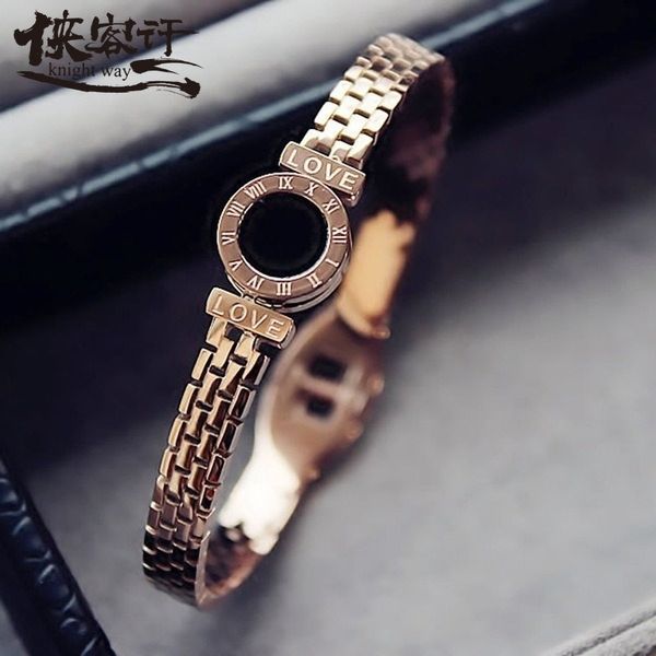 

korean version of the lattice letters bracelet europe exaggerated female wild bracelet titanium steel popular jewelry, White