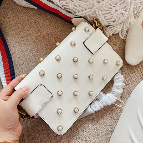 

pearl rivet shoulder bag designer backpack wallet crossbody bag handbag designer bag 2020 luxury designer woman bags, Black