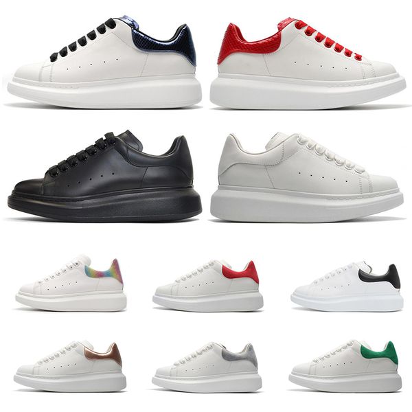 

2019 Designer 3M reflective white black leather casual shoes for girl women men pink gold red fashion comfortable flat sneakers