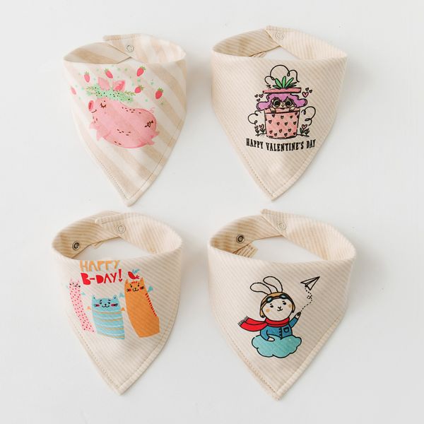 

4pcs baby scarf bibs bandana bib triangle cotton waterproof soft burp cloth lovely cartoon feedingtoddler newborn infants stuff