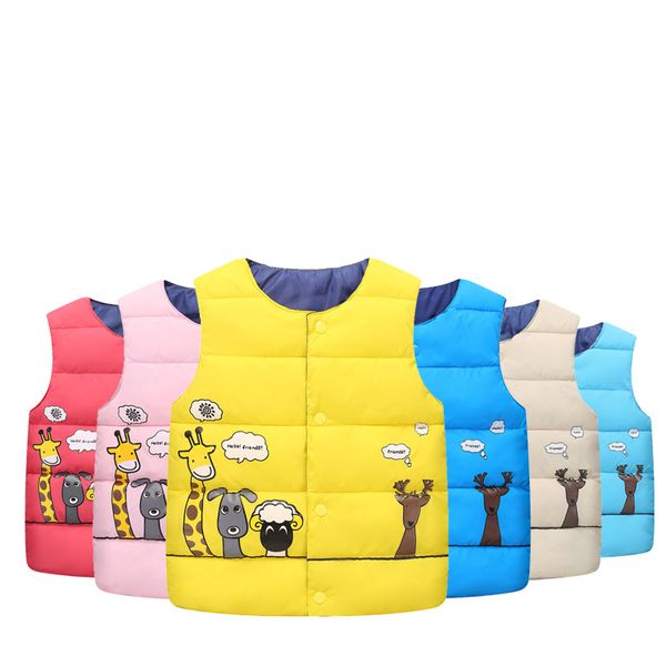 

giraffe cartoon 100%cotton parkas children's vest for girls boy coat down and parkas kids vest winter clothing warm, Blue