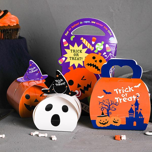 

10pcs ghost candy box gift bag for present gift bags with handles case pouch portable halloween biscuit boxes paper container