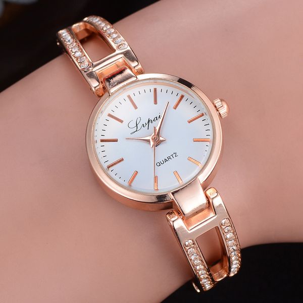 

lvpai brand fashion bracelet watch women alloy luxury watch quartz wristwatch classic gold ladies casual business, Slivery;brown