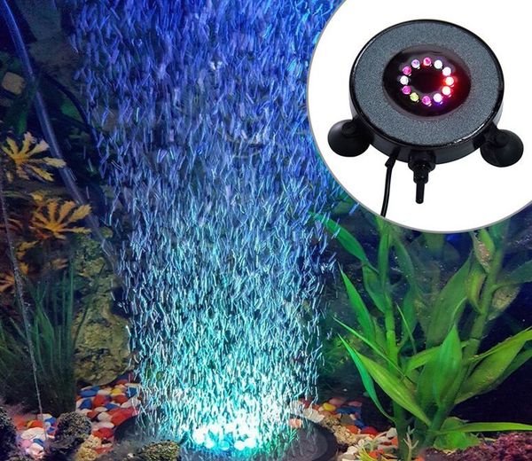 

7colors waterproof led light multi color fish tank lamp submersible mini aquarium lights bubble aeration disc lighting