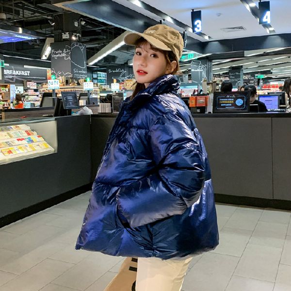 

new glossy waterproof female jacket parka 2019 fashion winter jacket women windproof warm padded down parkas female coat women, Black