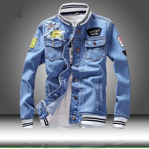 

2019 mens new denim jacket men casual bomber jackets man men's retro coat streetwear autumn, Black;brown