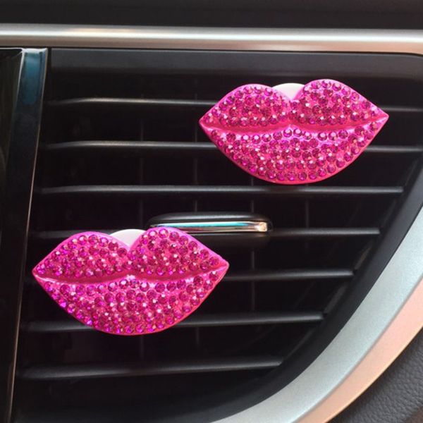 

симпатичные губы rhinestone автомобиля освежитель ароматы авто интерьер кондиционер выходе духи клип автомобилей украшение аксессуары