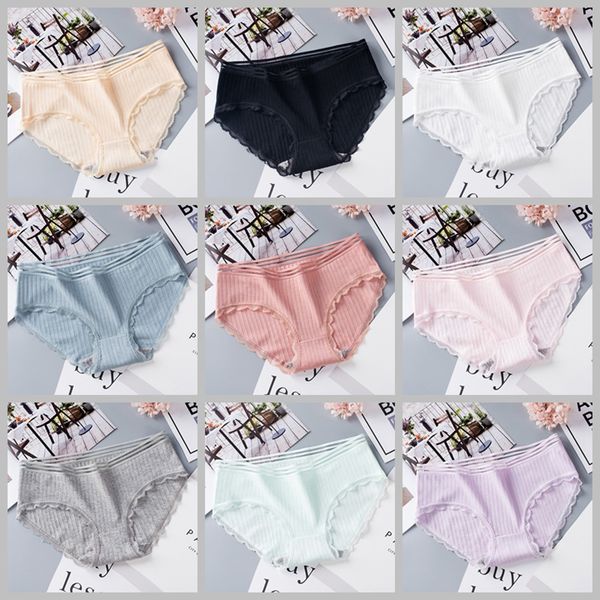 

women's panties women set solid cotton lace underwear mid-rise seamless intimates female, Black;pink