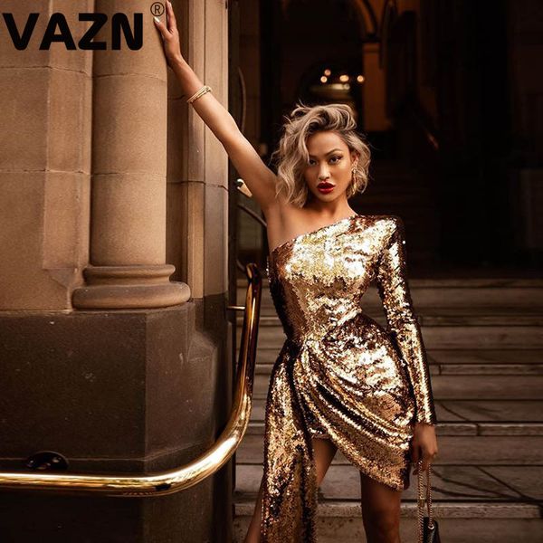 

vazn night shiny dress tassel sheath glitter dresses for evening robe new fashion women long sleeve club vestidos, Black;gray