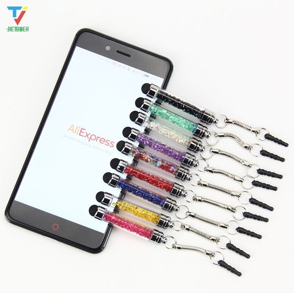 

bling diamonds clear touch screen pen crystal stylus for iphone 6 plus 4s 5g samsung s3 s4 + 3.5mm dust plug style 300pcs/los