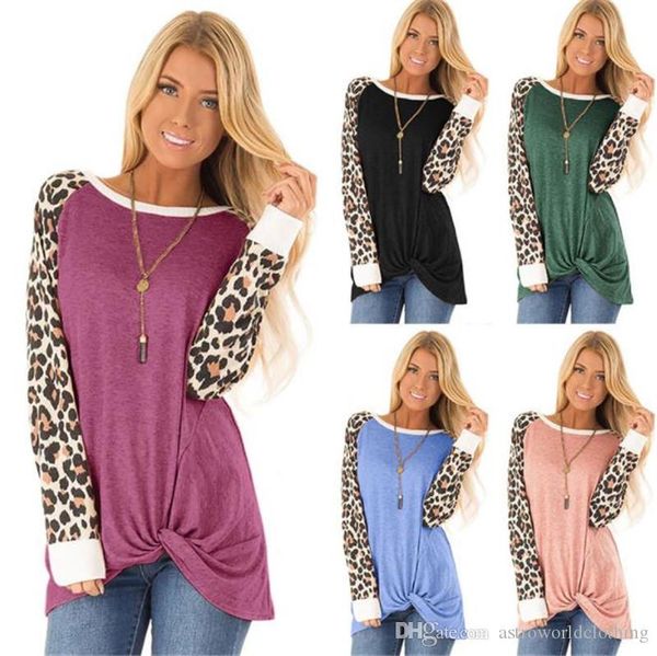 

leopard loose womens tshirts designer o neck long sleeve ladies long tshirts fashion solid color female tees, White
