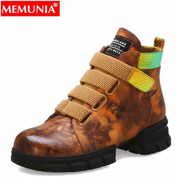 

memunia big size 34-43 new women boots round toe square heel retro mixed color casual shoes ankle boots for women, Black