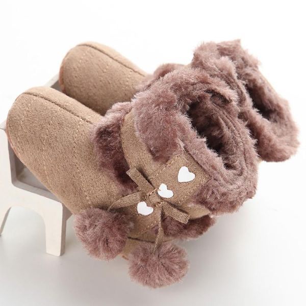 

fashion winter baby shoes with fur ball bow boots anti-skid soft cotton boots thick warm toddlers shoes for baby girls