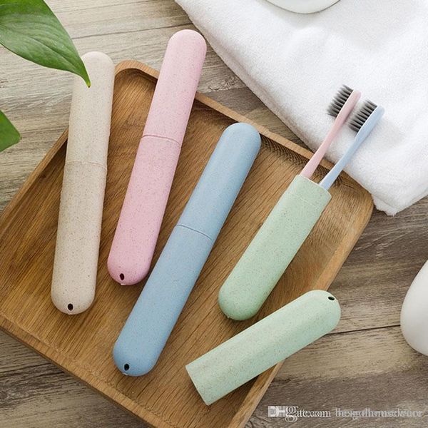 

wheat straw путешествий зубная щетка случай 4 цвета подставка для зубных щеток туризм отдых портативный зубная щетка крышки коробки хранения