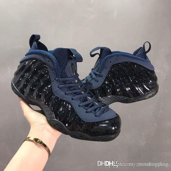 

2019 penny hardaway foams one dr. doom obsidian glittery basketball shoes for men sneakers foam 1 black white trainers size40-47