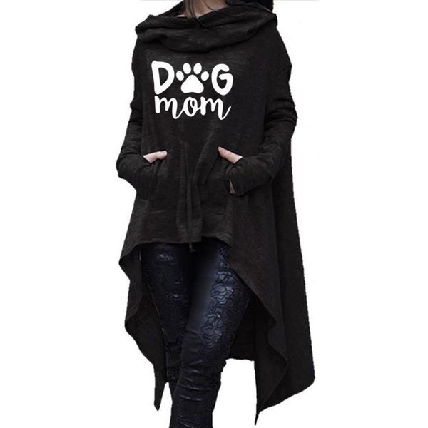 

hoodies for womenlong irregular dog mom letters print sweatshirts hoodies femmes loose funny 2019 corduroy street thick, Black