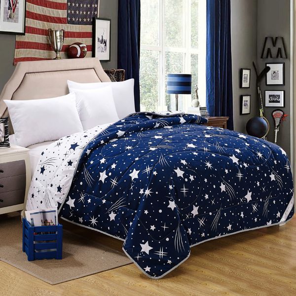 

100% microfiber fabric summer throw comforter starry printed queen king size bed cover sheets soft blanket single quilts 45