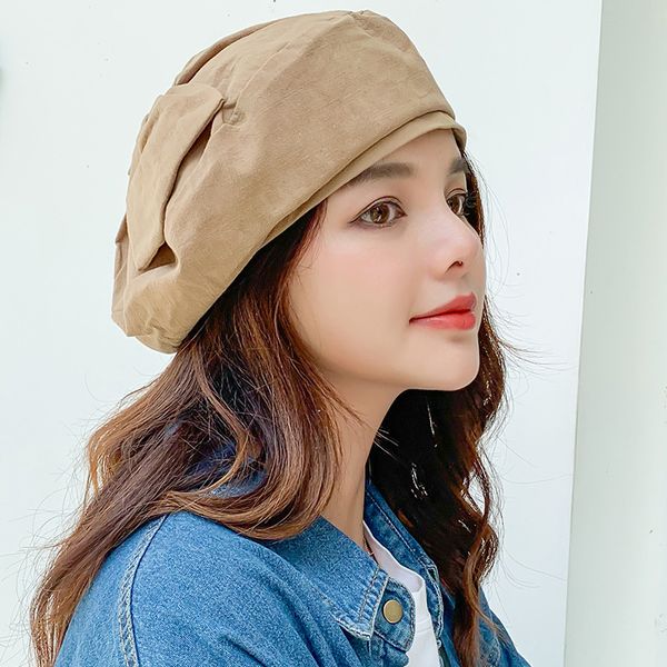 

ht2607 beret vintage plaid spring autumn women hat ladies retro bow women berets ladies beret hat korea style artist painter, Blue;gray