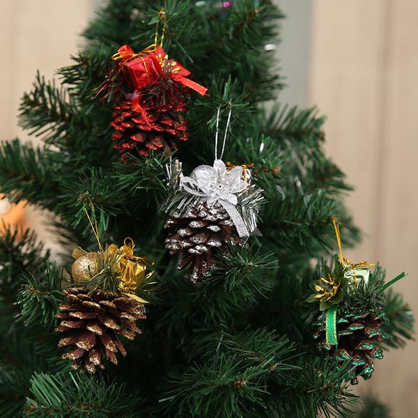 

4pcs/lot 8*6cm christmas tree hanging balls pine cones party decoration ornament decor for home christmas supplies