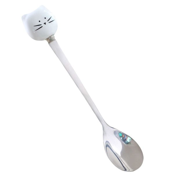 

cat coffee durable ice cream baby feeding cute stainless steel teaspoon