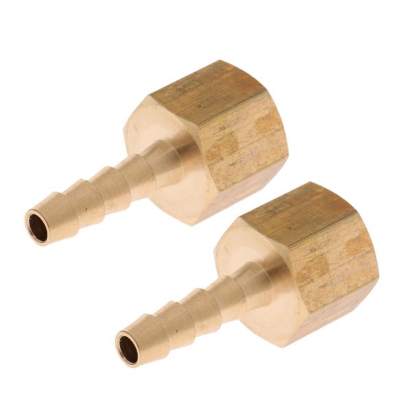 

2 pcs brass female fitting 1/4 inch bsp - 6mm 8mm hose connector adapter barb, well made
