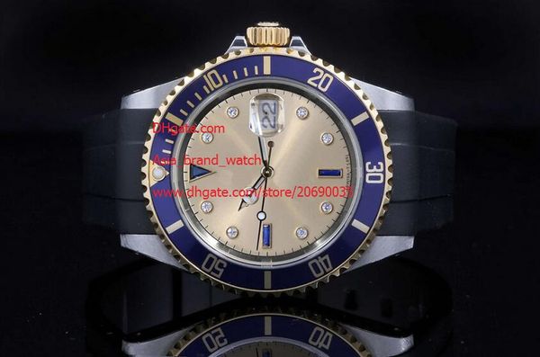 

luxury wristwatch blue bezel 116613 ceramic rubber bracelet diamond 40mm automatic asia 2813 movement men watches new arrival, Slivery;brown