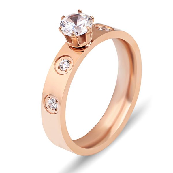 

single gem ring for women simple style personalized diamond titanium women's ring zircon ring fashion jewelry, Silver