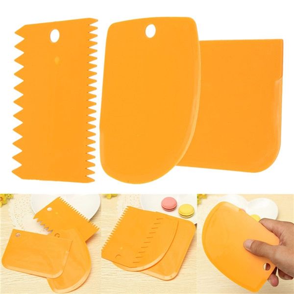 

3pcs plastic dough icing fondant scraper cake decorating baking pastry tools plain smooth jagged edge spatulas cutters k other kitchen dini
