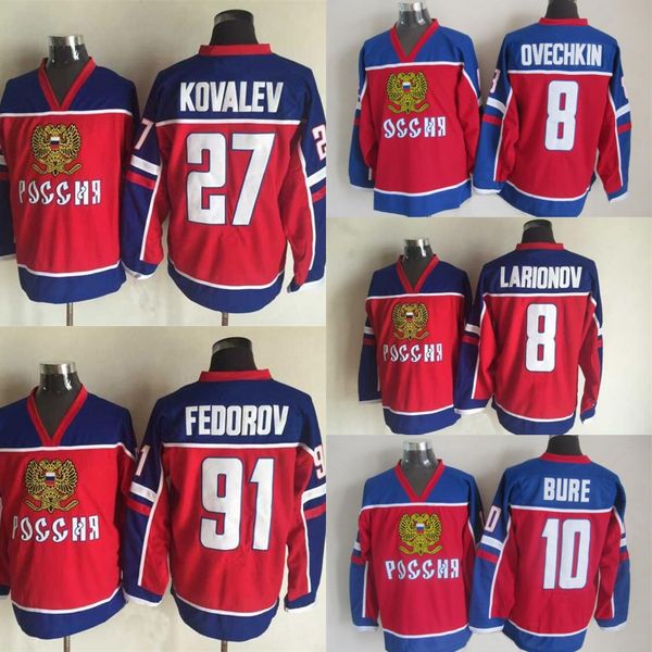 

2016 World Cup Team Russia Ice Hockey Jerseys 10 Pavel Bure Red 8 Alex Ovechkin 91 Vladimir Tarasenko 27 Alex Kovalev Hockey Jersey