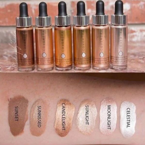 Hot Makeup Clearance 6 colori Evidenziatore viso trucco Glow COVER Custom Enhancer gocce Evidenziatori liquidi da 15 ml Cosmetici Spedizione DHL.