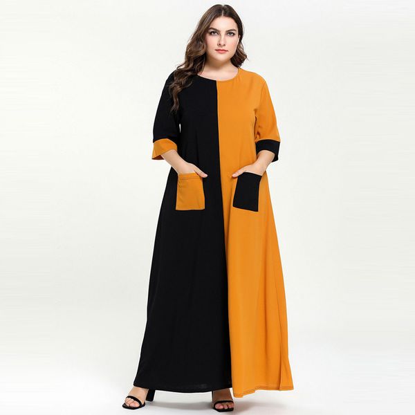 

2019 summer women modern stylish ramadan muslim dress plus size half sleeve loose long dresses islamic dress vestidos xxxl 4xl, Red