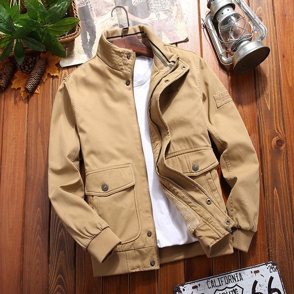 

men's jackets jacket autumn and winter stand collar cotton plus velvet casual coats clothing big size 5xl, Black;brown