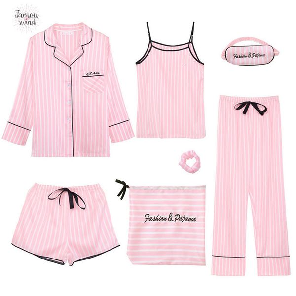 

розовые женщины 7 женщин пижама кусочки пижамы комплектов эмуляция шелковый акрил homewear пижама комплекты весна лето осень полосатой, Black;red