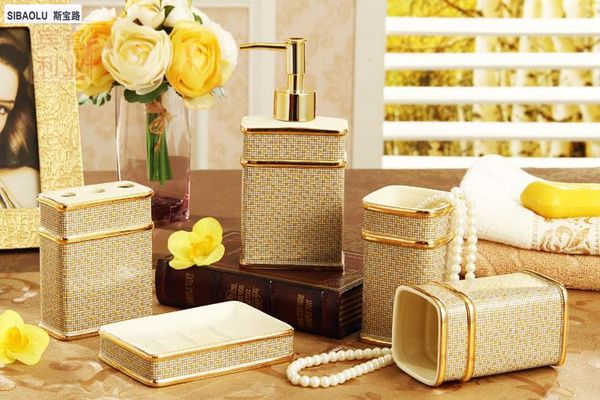 

five-piece bathroom sets soap dispenser sets toothbrush holder set soap dish holder set ceramic accessories in the bathroom