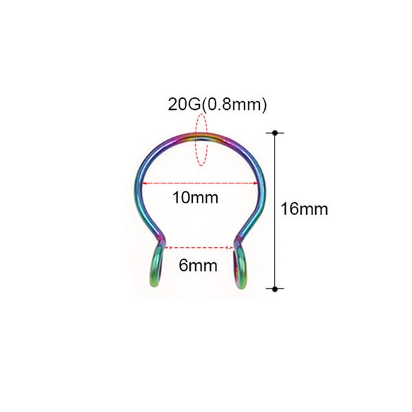 

1pc 10mm zircon fake septum piercing nose ring hoop nose for girl men faux body clip rings non body jewelry non-pierced, Slivery;golden