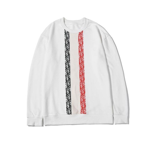 

new arrival mens womens sweatershirts white color with black red strip o-neck casual pullover sweatshirt sweater b103686v