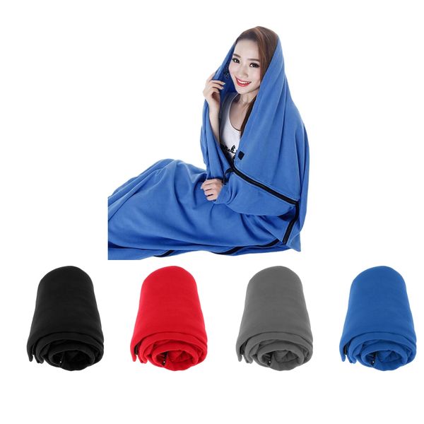

180*80cm new outdoor soft fleece envelope sleeping bag liner packable camping sleeping sheet travel warm blanket