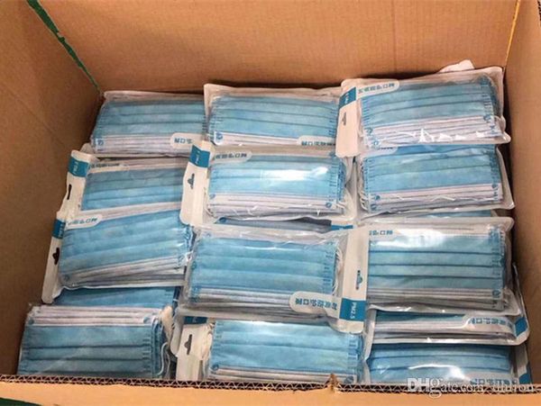 

in stock disposable face masks 3 layers filter dustproof earloop non woven mouth mask folding civil masks blue face mask