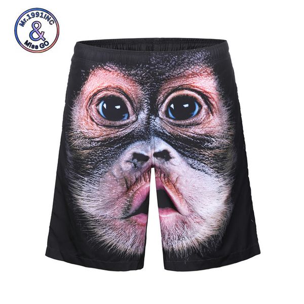 

mens designer wind 3d beach pants black monkey elastic pants thin breathable shorts large size pants, White;black