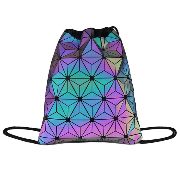 

женщины геометрические светящиеся рюкзаки школьная решетка голографические мужчины рюкзак pu кожаные женские сумки девушка путешествия студе