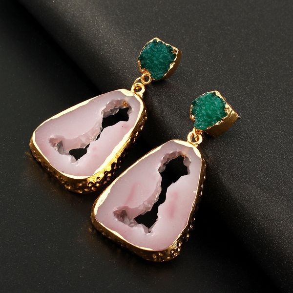 

dayoff europen boho geometric resin earrings women jewelry handmade big huge earrings hollow gold long dangle earrings e305, Golden