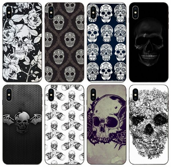 

tongtrade] retail new arrival flowers skull black case for iphone 11 pro x xs max xr 6s 5s 5c 5 samsung note 10 plus motorola g3 cover case