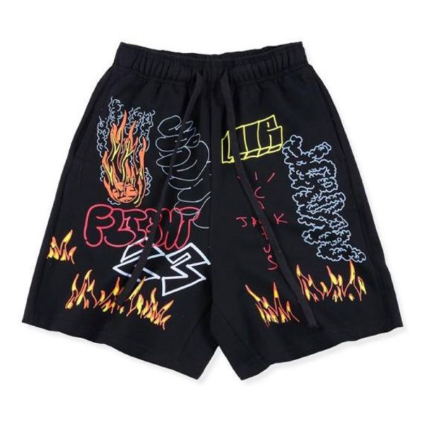 

travis scott astroworld tour shorts for men 2 colors casual relaxed hip hop shorts with elastic waist fashion printed summer jogger pants, White;black