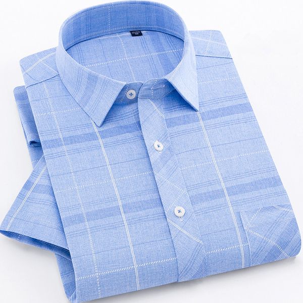 

summer brand men's plaid short sleeve shirts business linen casual white mens dress shirts slim fit large size mens clothing, White;black
