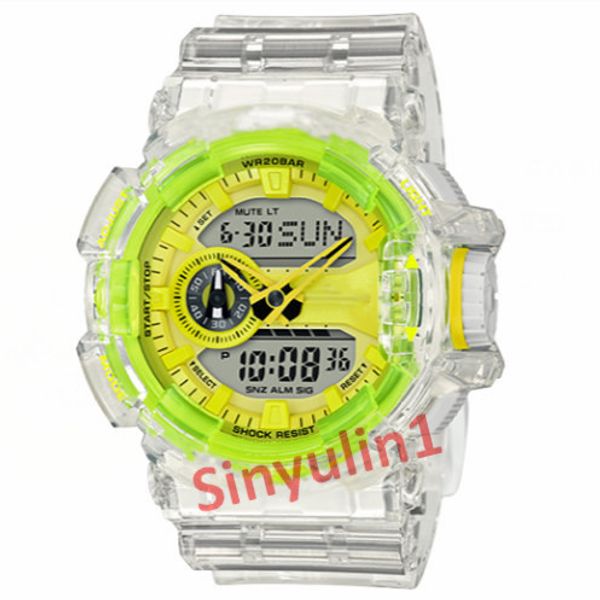 

2019 new wristwatches for man male led analog g style sport watches men's military alarm clock quartz watch with transparent strap, Slivery;brown