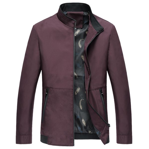 

men's jackets classic style jacket red navy stand collar solid color large size youth men coat casual fashion slim fit 4xl, Black;brown