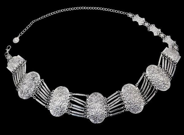 

idealway vintage style turkish gypsy silver plated alloy geometry carving flower metal belly body chain waist chain